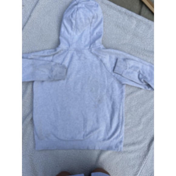 Men's Nike Heather Gray Black Swoosh Logo Pullover Hoodie Sweatshirt Sz M 90's - Picture 6 of 13